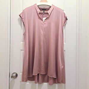 Eileen Fisher Sand-Washed Silk Charmeuse Mandarin-Collar Tunic Size XL